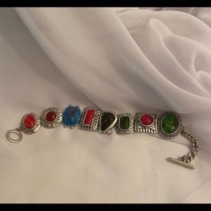 Multi Stone Silvertone Bracelet